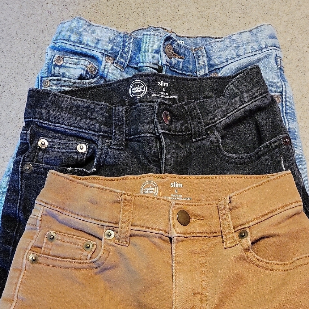 Wonder Nation Kids Jeans Size 6 SLIM Lot of 3